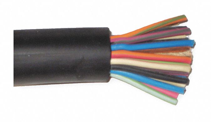 Portable Cord: SOOW, 600 V, 16 Conductors, 16 AWG, Black Jacket, 1 ft Overall Lg
