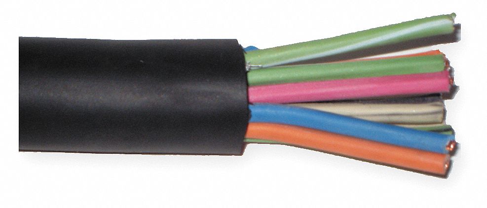 Portable Cord, 18 AWG Wire Size, Number of Conductors: 10, 100 ft. Spool Length