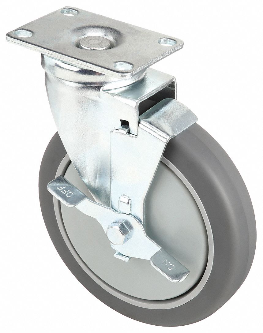 DEBRIS-RESISTANT STANDARD PLATE CASTER, 6 IN WHEEL DIA, 300 LB, POLYURETHANE, FIRM