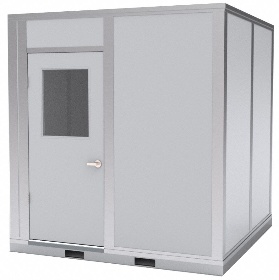Modular In-Plant Office: 8 ft x 8 ft x 8 ft, 4 Walls, Vinyl-Covered Drywall, Gray, STC 25