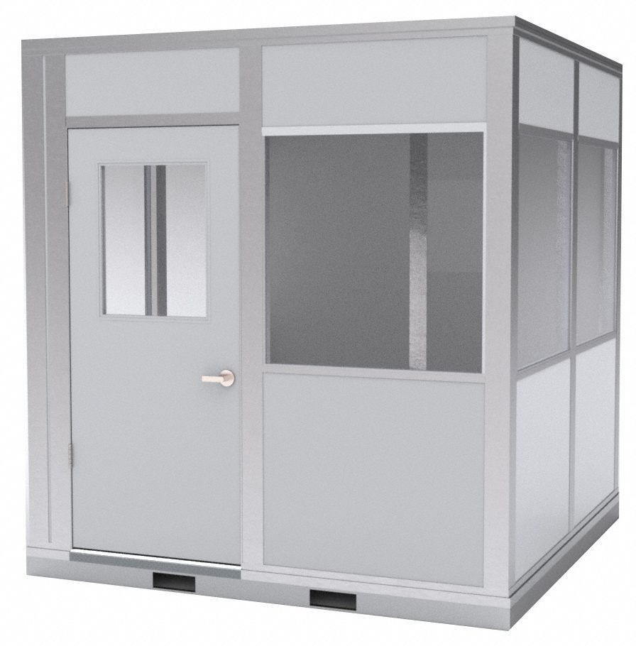 Modular In-Plant Office: 8 ft x 8 ft x 8 ft, 4 Walls, Vinyl-Covered Drywall, Gray, STC 25