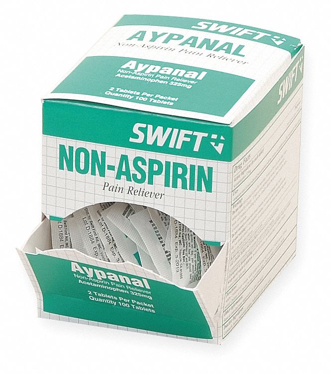 NonAspirin Pain Relief, Tablet, 50 x 2, Regular Strength, Acetaminophen Grainger