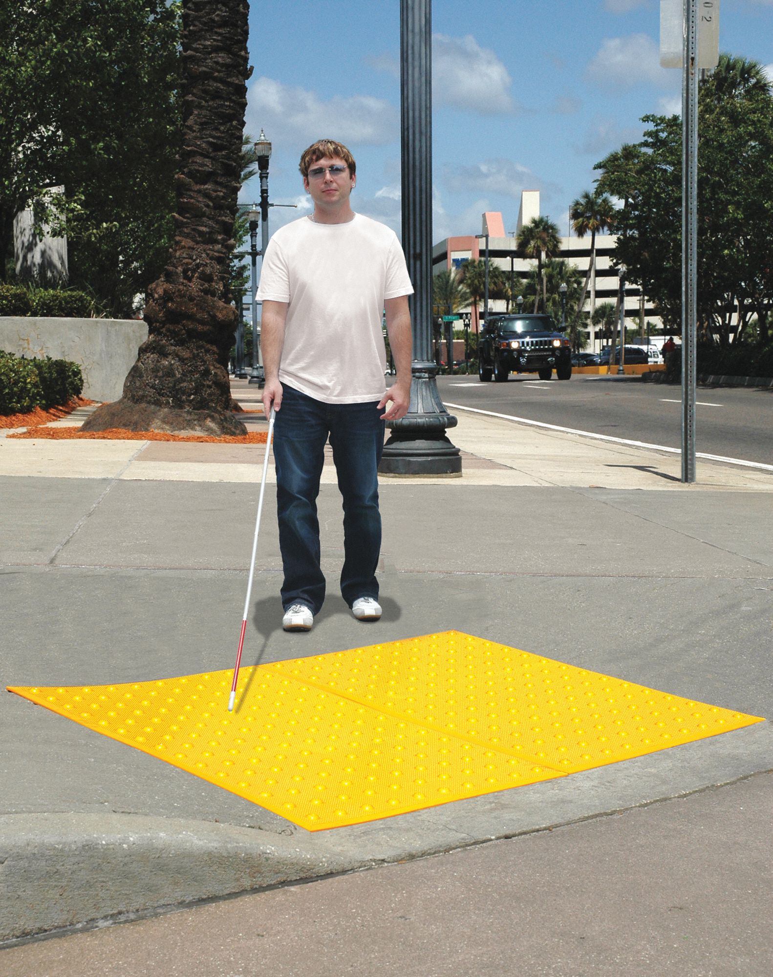 Retrofit ADA Warning Pad, Yellow, 2 x 2 ft