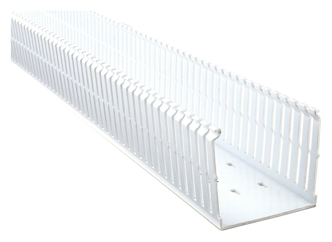 WIRING DUCT, 1½ IN W, 0.6 IN SLOT H, 1½ IN H, 0.2 IN SLOT W, PVC, 72 IN L, WHITE