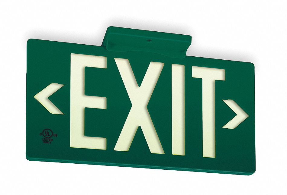 GRAINGER APPROVED Exit Sign, Exit (Double Arrows), Sign Header No
