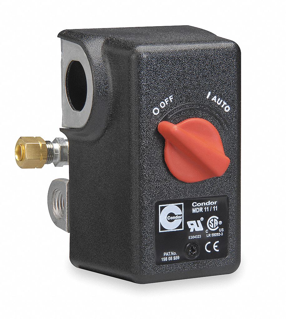 CONDOR USA, INC Pressure Switch: 1/4 in FNPT/(4) Port, 60/80 psi, 20 to 45  psi, 20 to 105 psi, DPST