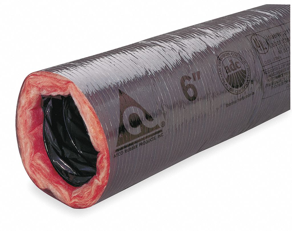 ATCO Insulated Flexible Duct, R 4.2, 4 in Flexible Duct Inside Dia