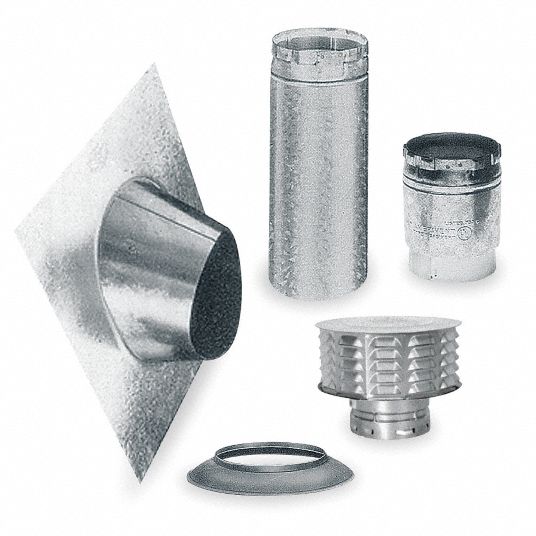 6 in Duct, 1 ft Lg, Gas Vent Pipe Kit 3F3516EK Grainger