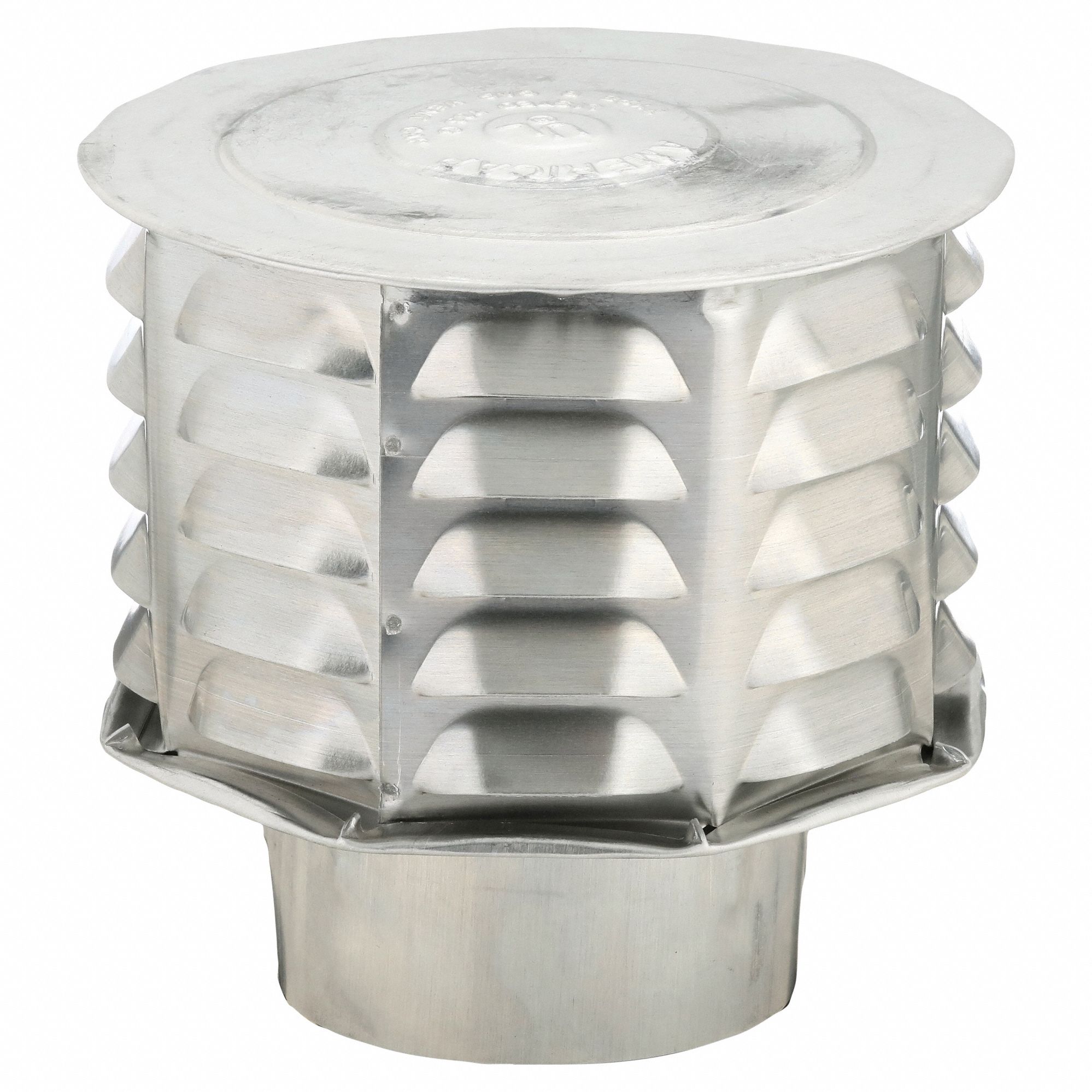 VENT CAP, LOUVERED HOOD VENTING, VENTED RAIN CAP, ROUND, 4 IN DUCT, 3105, ALUMINUM, SILVER FINISH