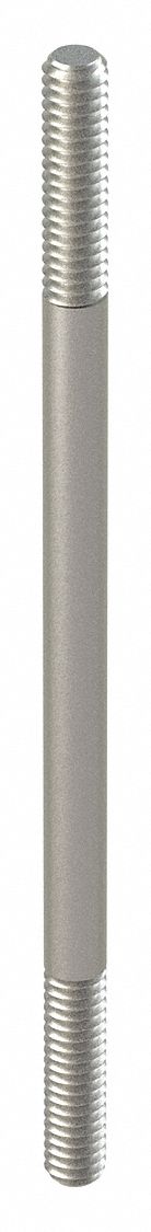 DOUBLE-END THREADED STUD, STAINLESS STEEL, 18-8, PLAIN FINISH, 6 IN L, 1½ IN THREAD L A, 2 PK