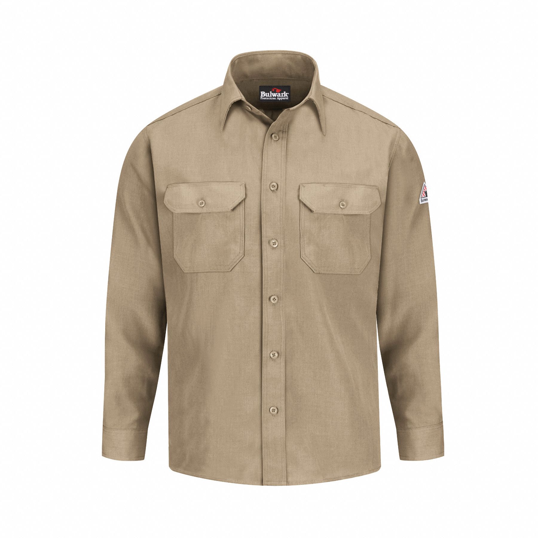 Flame-Resistant Collared Shirt: 4.4 cal/sq cm ATPV, Men's, Tall, 2XL, Nomex® ( 4.5 oz ), Tan