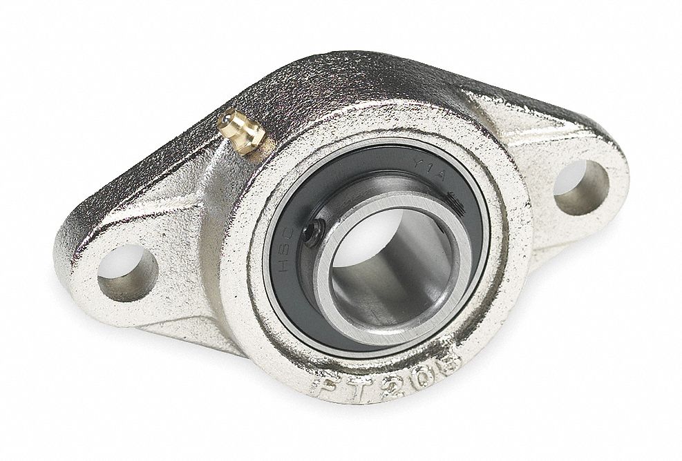 DAYTON 2-Bolt Flange Bearing With Ball Bearing Insert And 1 In Bore Dia ...