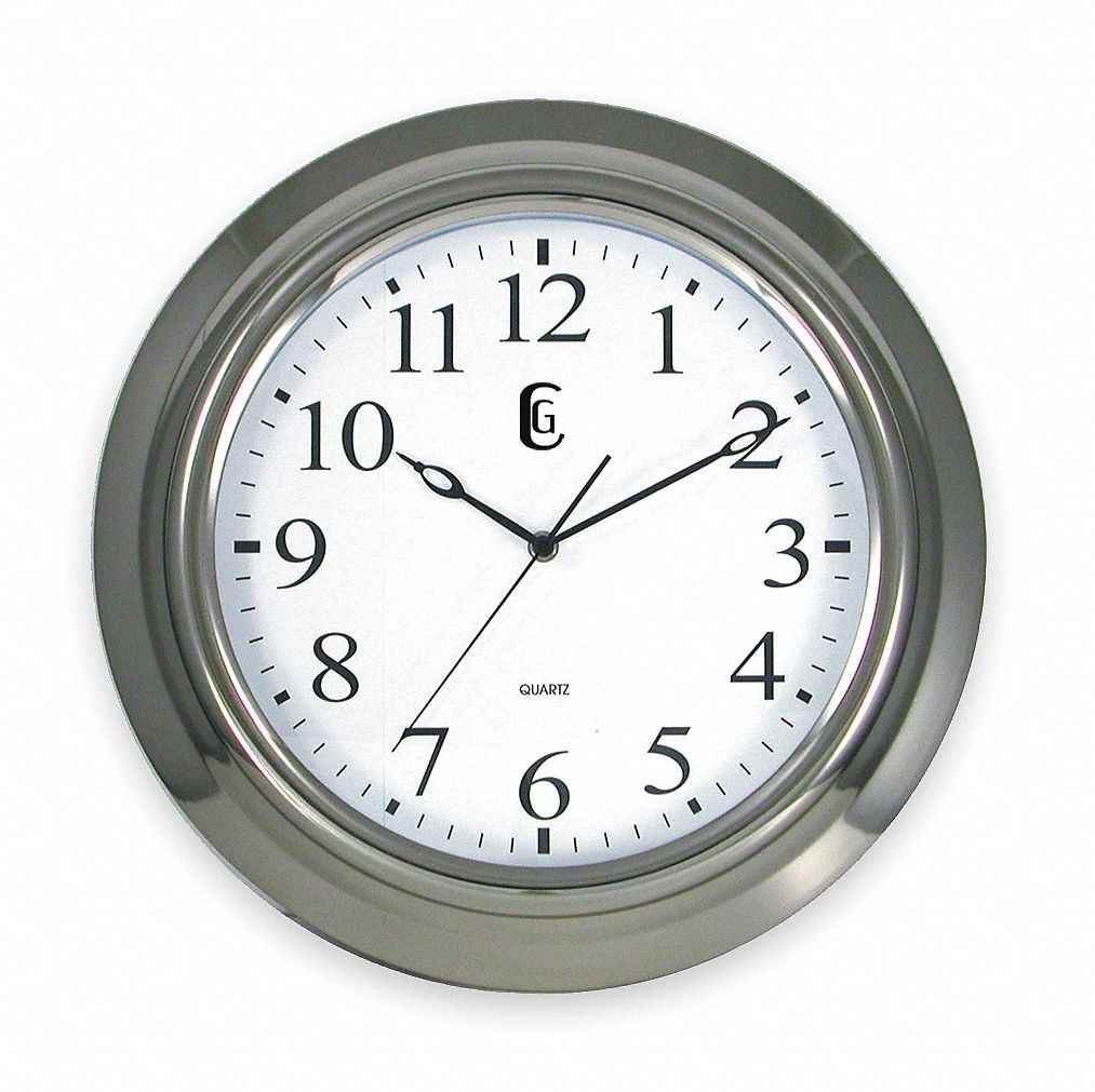 GENEVA 16 in Round Arabic Analog Clock Metal Frame - 3FE20|3977E - Grainger