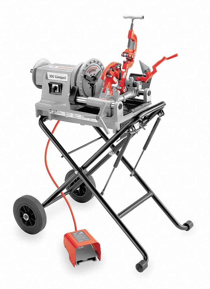 RIDGID Portable Pipe Threading Machine: 300, For 1/8 in to 2 in Pipe, 1/2  hp, Manual Chuck, 1 Speed