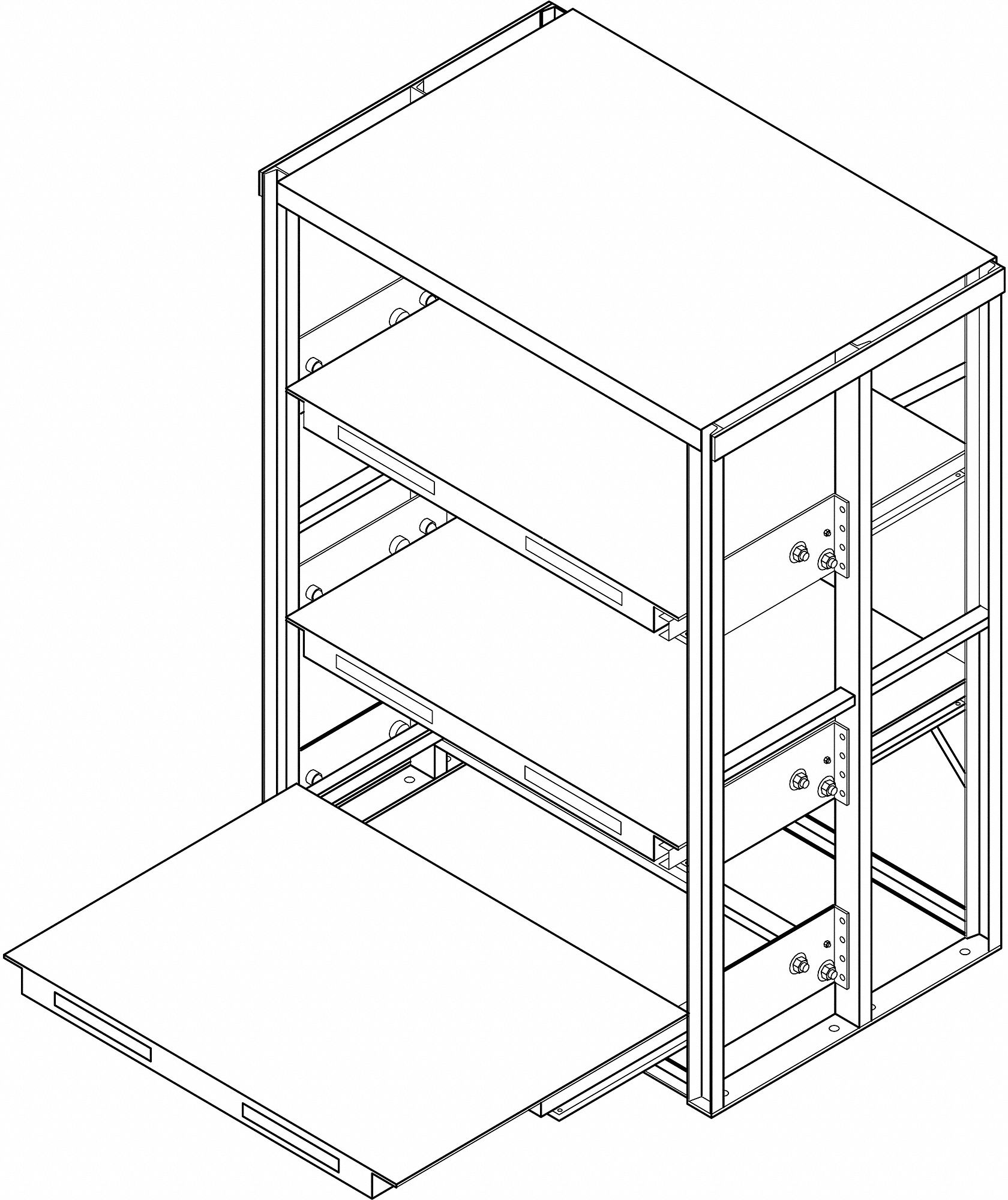 Roll-Out Metal Shelving