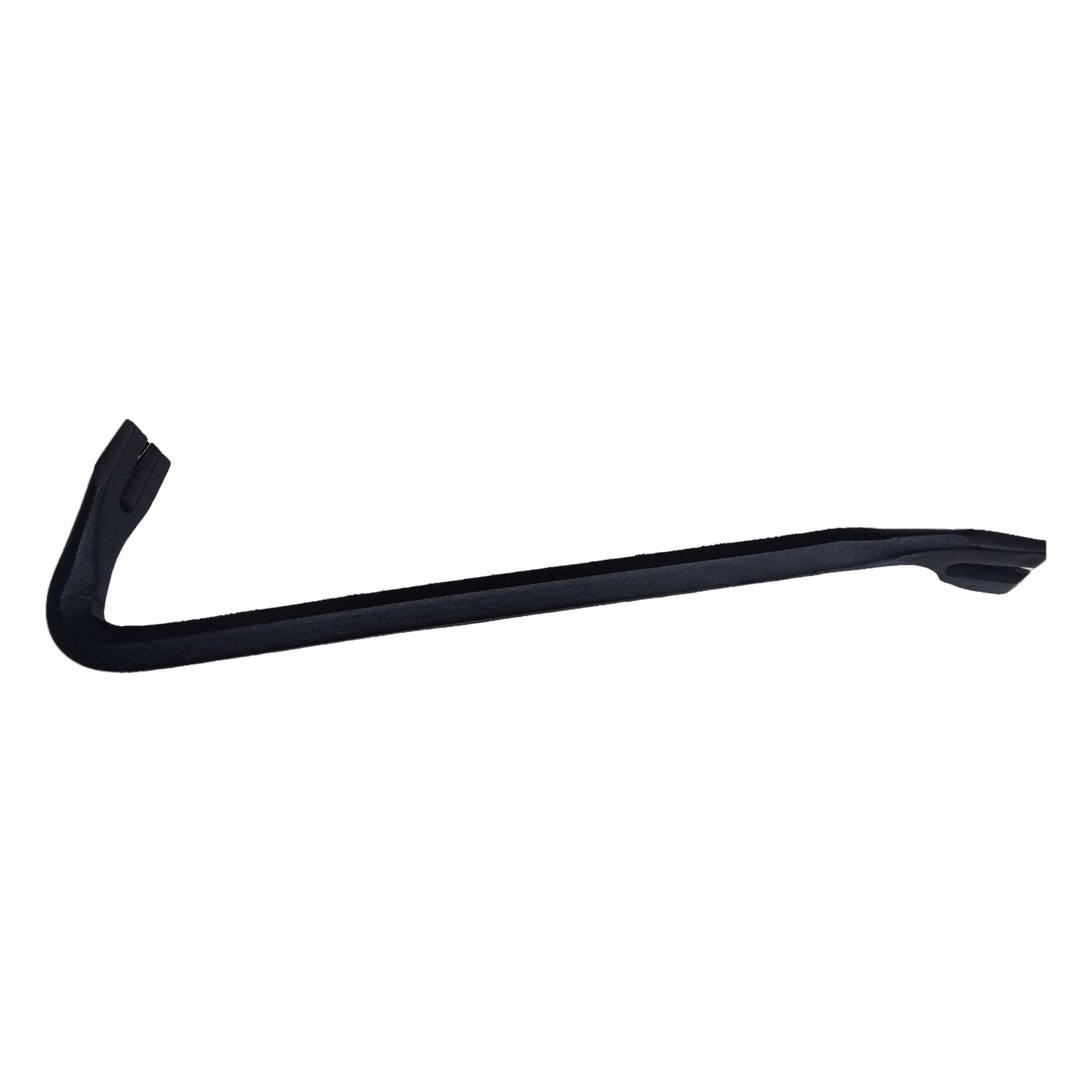 Flat Pry Bar: Claw End, 15 in Overall Lg, T No, 3 Nail Slots, U-Shape End Angle