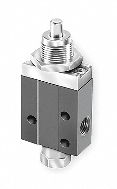 Manual Air Control Valve: DirectAir 2, Three-Way / Two-Position, Plunger, 1/8 in Female NPT