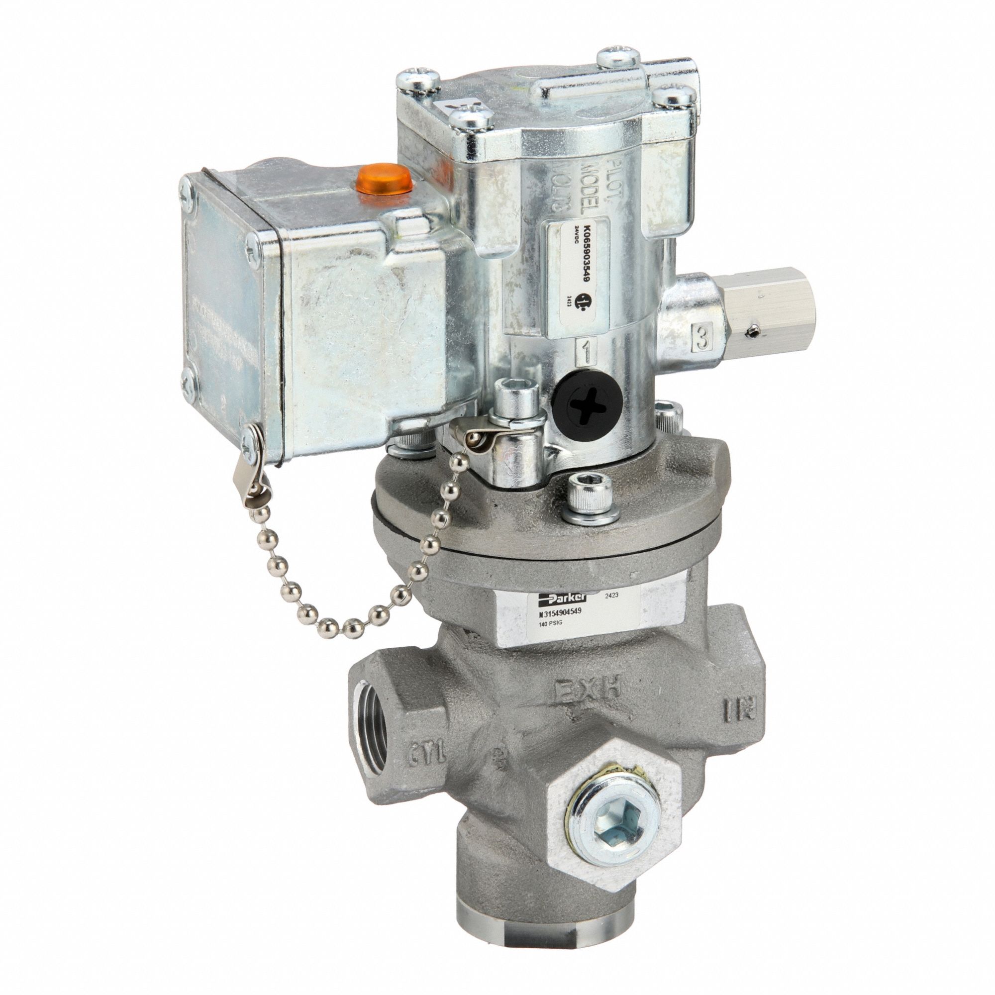 Solenoid Air Control Valve: Two-Way / Two-Position, Single Solenoid, 24V DC, Plug-In, Locking