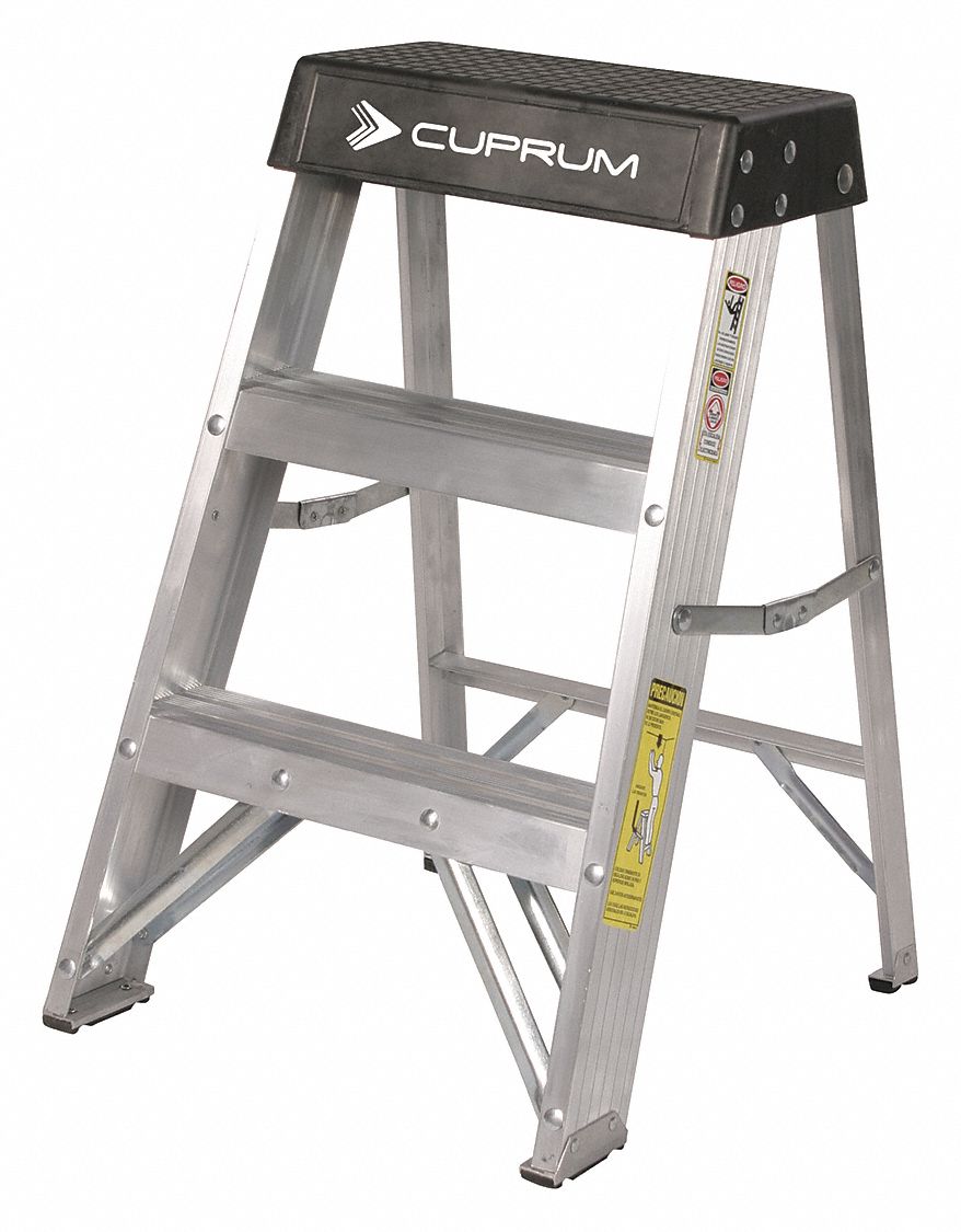 CUPRUM Escalera Taburete, 24" de Altura, 2 Peldaños, Capacidad: 300 lb