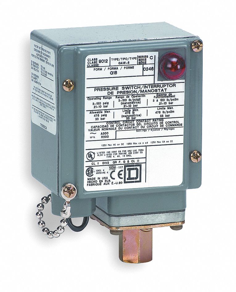 SQUARE D PRESSURE SWTCH,SPDT,DIAPHRGM,1/4-18"FNPT - Industrial Machine ...