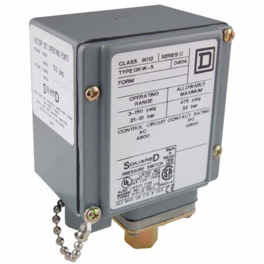 SQUARE D, 5 to 250 psi, 22 to 110 psi, Dual Stage Pressure Switch