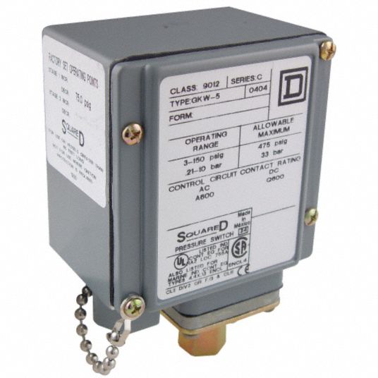 SQUARE D, 5 to 250 psi, 22 to 110 psi, Dual Stage Pressure Switch ...