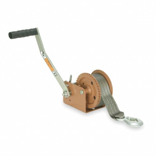 5 9/16 in Hand Winch with Strap with 1400 lb 1st Layer Load Capacity