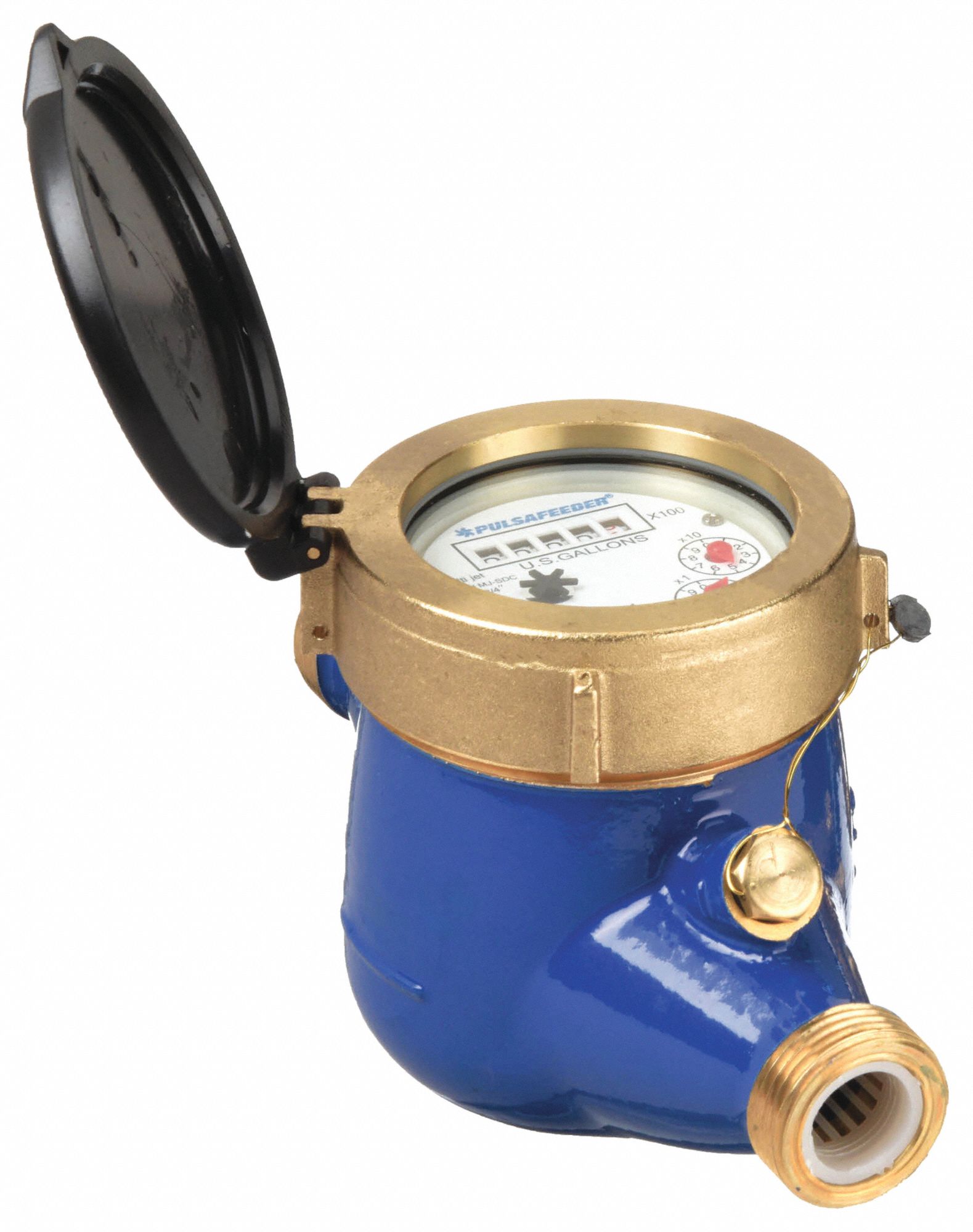 Mechanical Flowmeter: Water Meter, Water, Brass, 1 in NPT, 1 in Connection Size, NPT