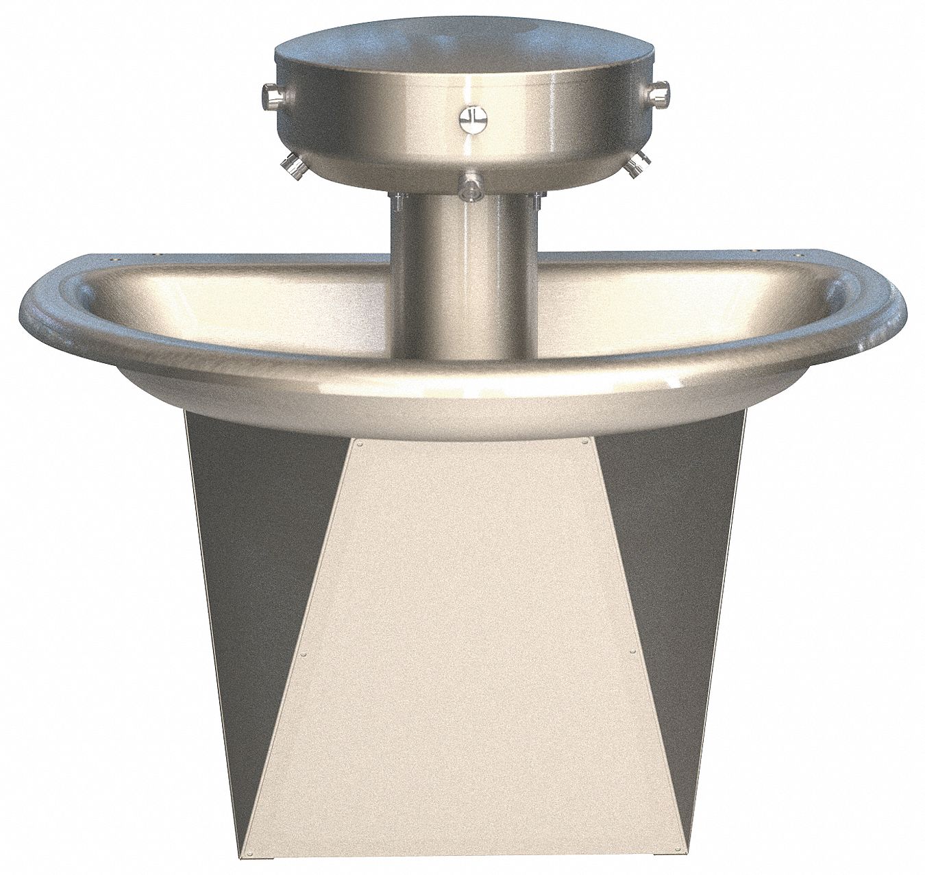 Wash Fountain: Silver, Stainless Steel, Semi-Circular, 36 in Overall Wd, 3 Stations, Sentry