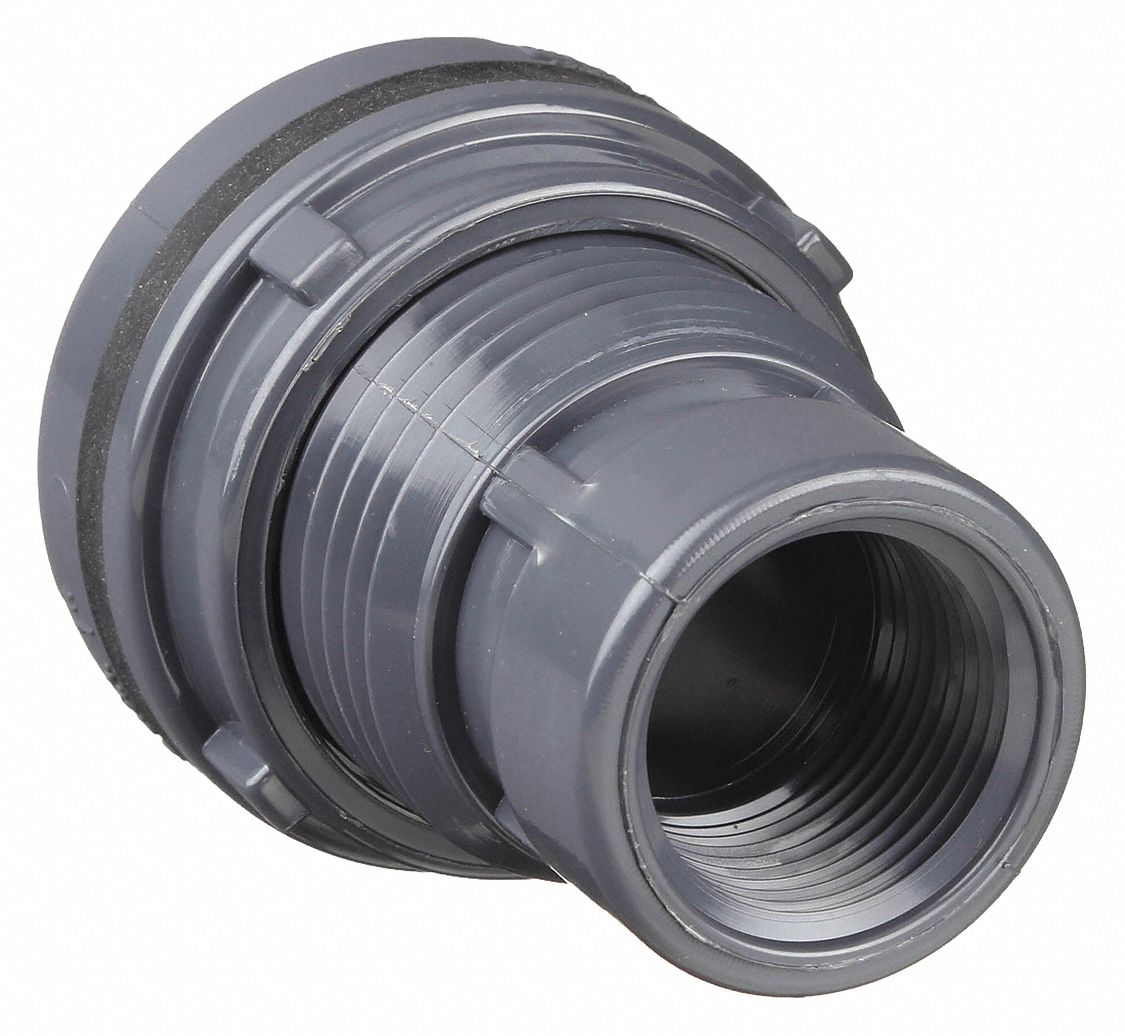 SPEARS Bulkhead Tank Fitting: PVC Body, 2 in Female NPT Inside Connection,  Neoprene Gasket