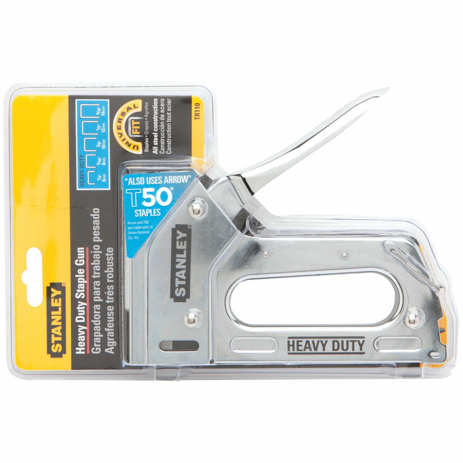 STANLEY Staple Gun 7 3/10 in Overall Lg, For 1/4 in_5/16 in_3/8 in_1/2