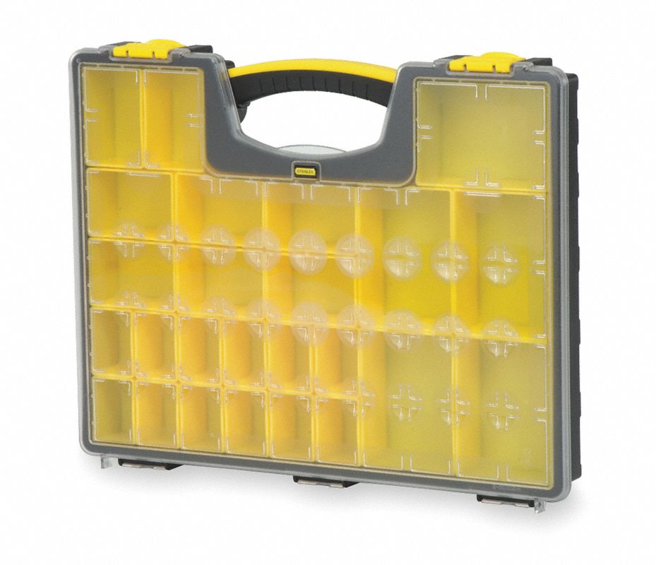 STANLEY Caja con Compartimentos, Negro/Amarillo, 2-1/8" x 16-1/2", EA1