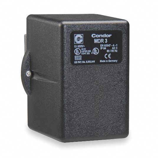 CONDOR USA, INC Pressure Switch: (1) Port/3/8 in FNPT, 30/40 psi, 10 to 80  psi, 10 to 90 psi, 3PST