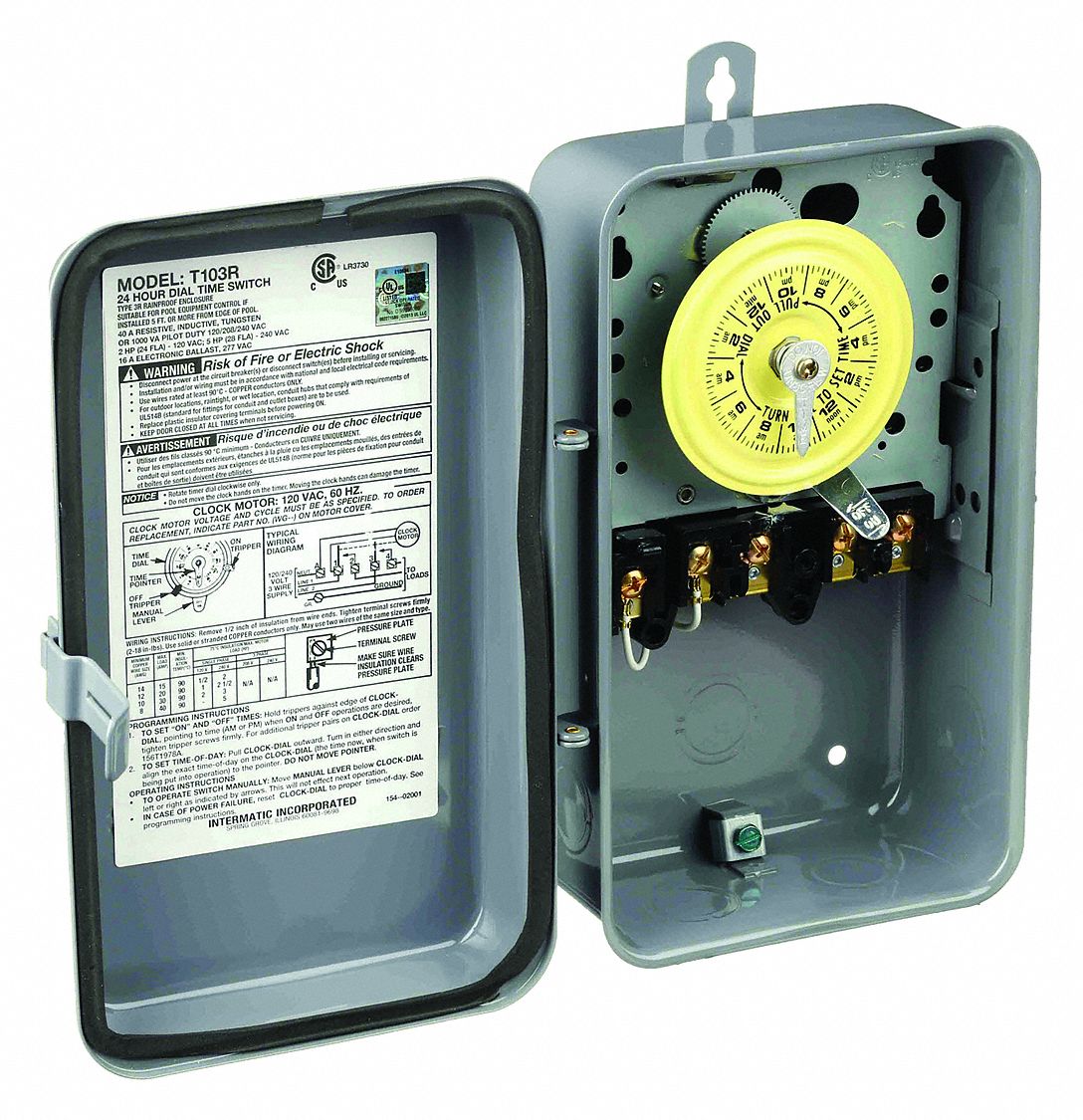 INTERMATIC, 24 hr Nominal Max. Time Setting, Steel, Electromechanical