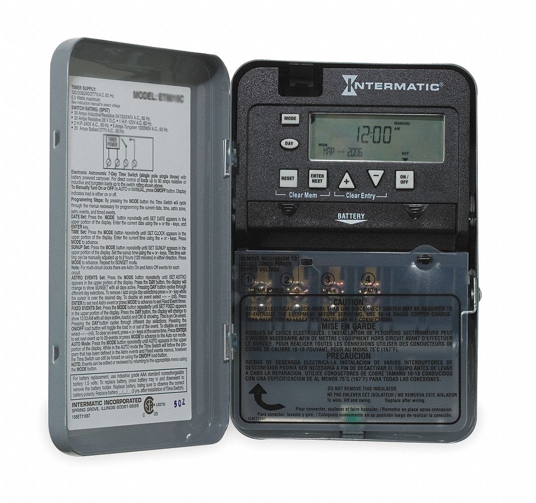 INTERMATIC Electronic Timer 1 Channels 120 To 277V AC SPST 30 A