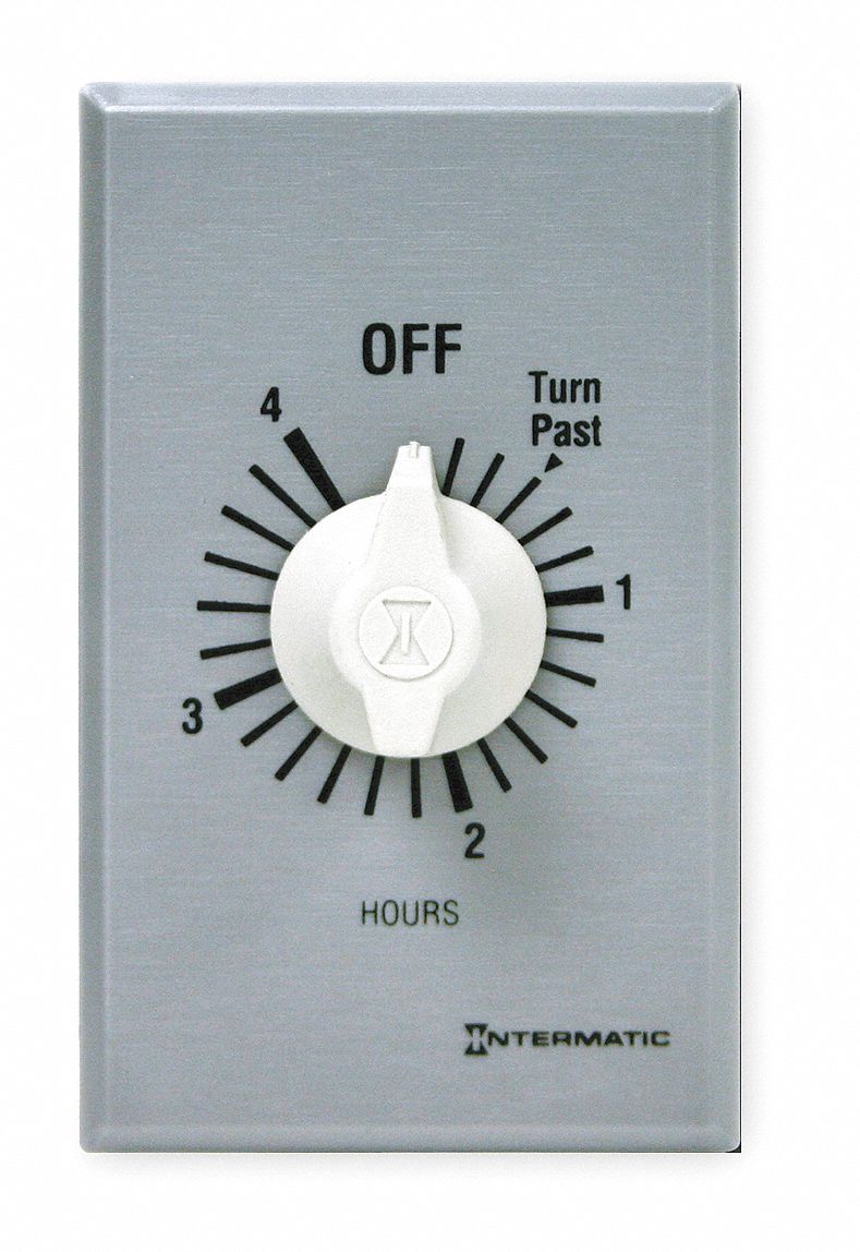 INTERMATIC SpringWound Timer 0 to 4 hr, Silver, 20 A Max. Amps