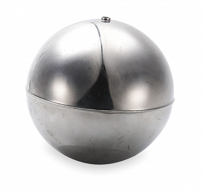 FLOAT BALL, STAINLESS STEEL, ROUND SHAPE, 10 IN DIAMETER, 10 IN L