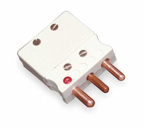 TEMPCO Thermocouple Plug, Standard, (3) Flat Pins, 3Wire RTD, White