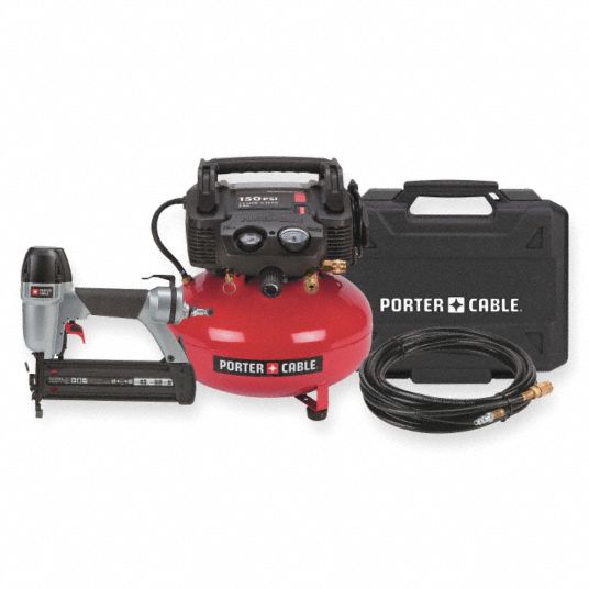 PORTER CABLE 0.8 HP, 115VAC, 6 gal. Portable Air Compressor/Nailer ...