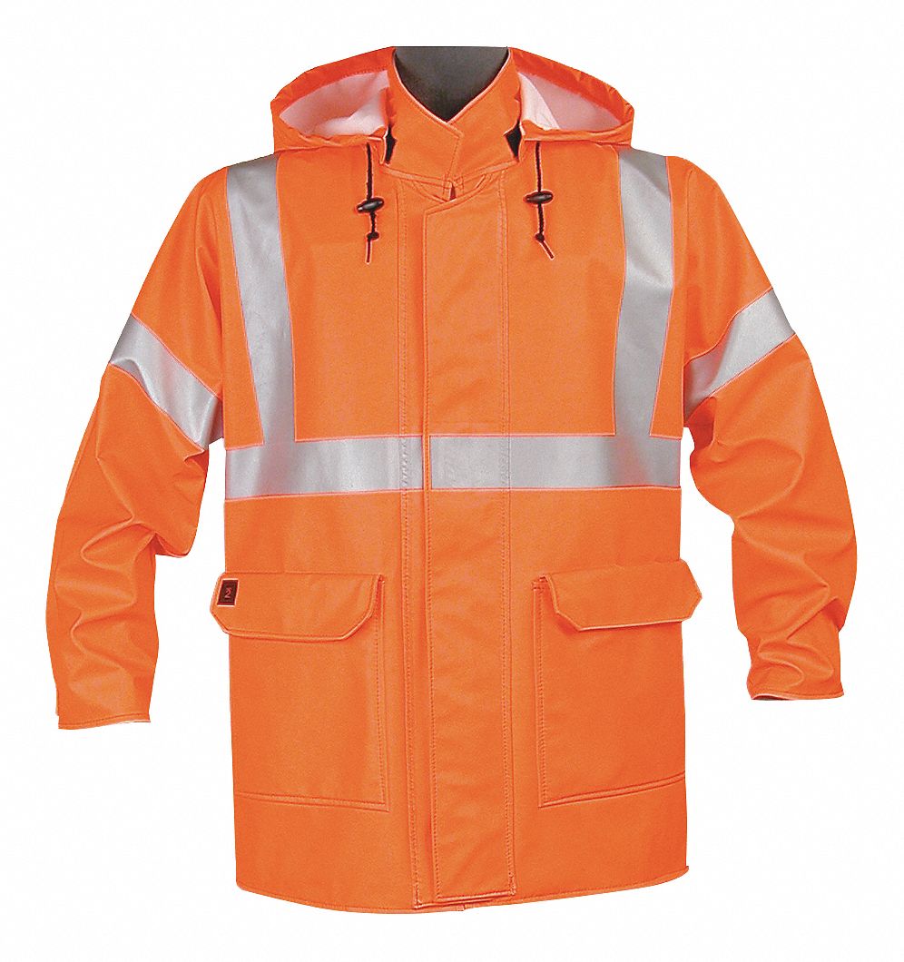 3FZP5 - D0649 Arc Flash Rain Jacket W/Hd 2XL HiVis Orn