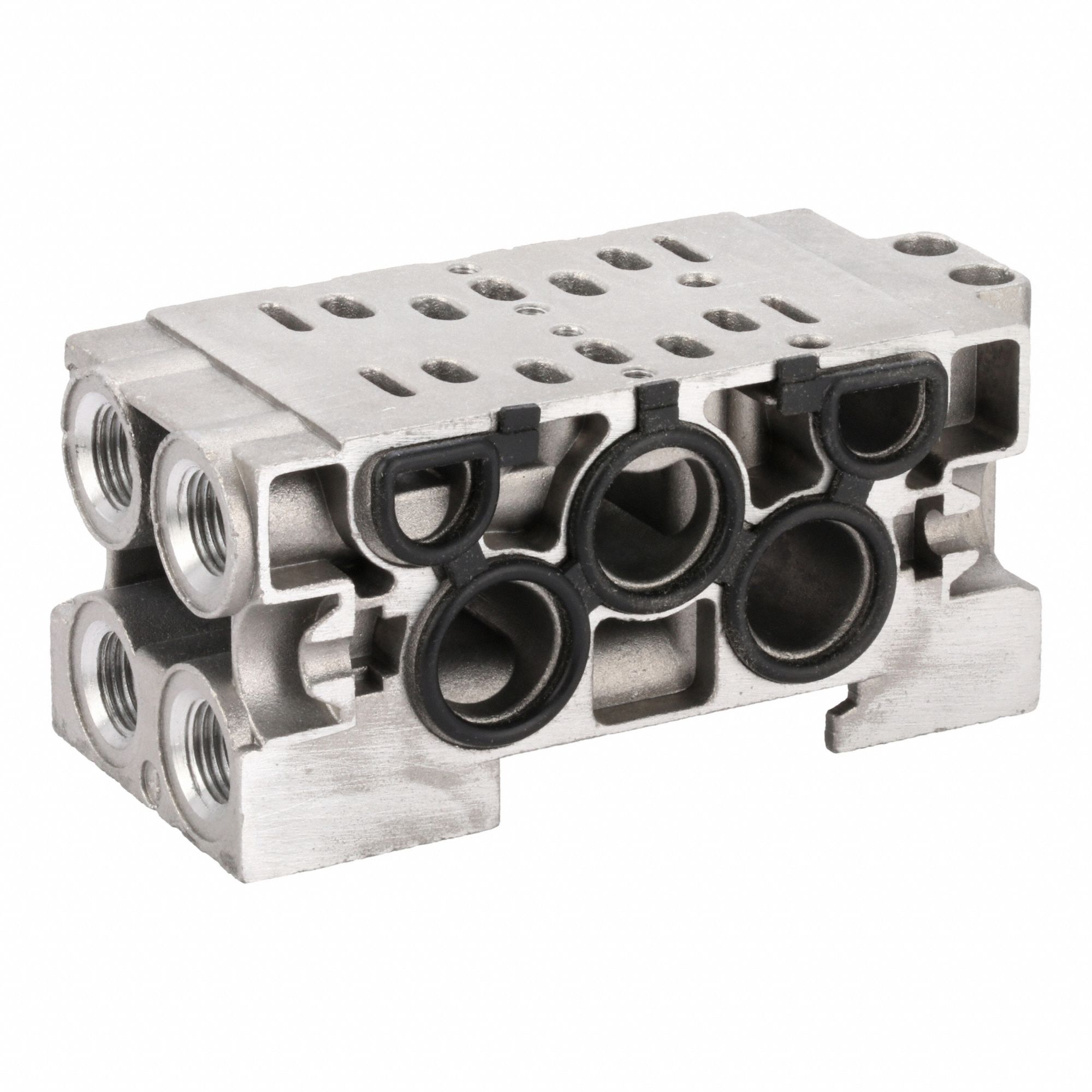 Manifold Base: 1/8 in NPT, Gasket, 2 Valve Ports, Compatible Series DX02, DIN Rails Clamps Included