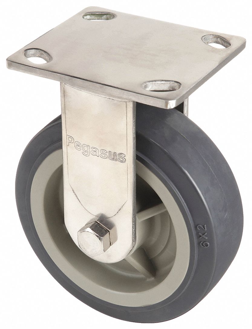 CORROSION-RESISTANT STANDARD PLATE CASTER, 6 IN WHEEL DIAMETER, 900 LB, RIGID CASTER