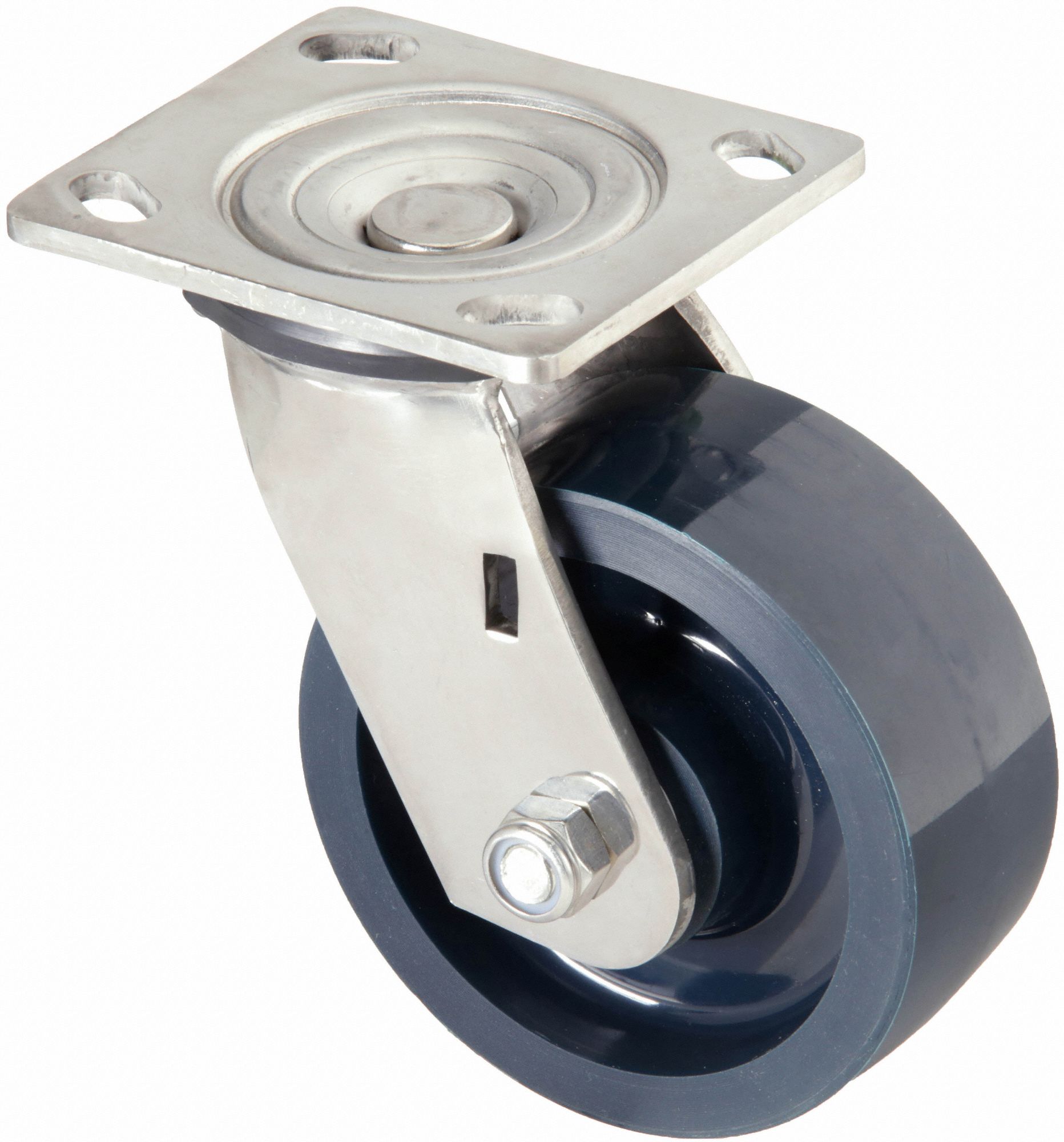 CORROSION-RESISTANT STANDARD PLATE CASTER, 5 IN WHEEL DIAMETER, 750 LB, SWIVEL CASTER