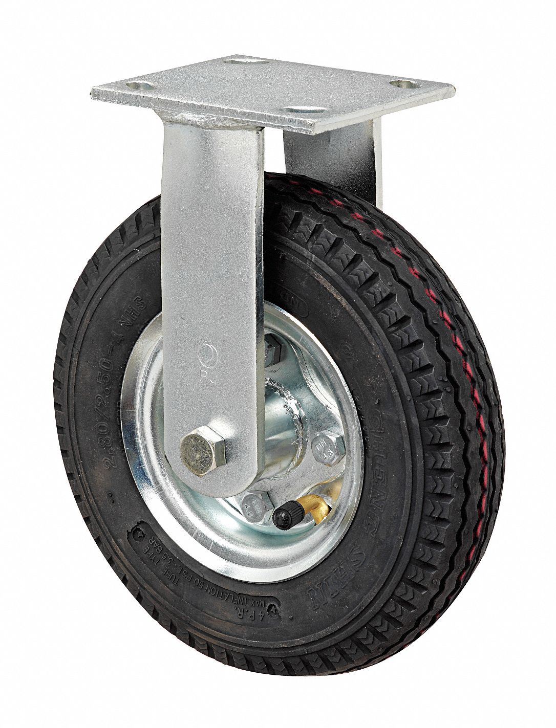 GRAINGER APPROVED Plate Caster with Pneumatic Wheels 9 in Wheel Dia
