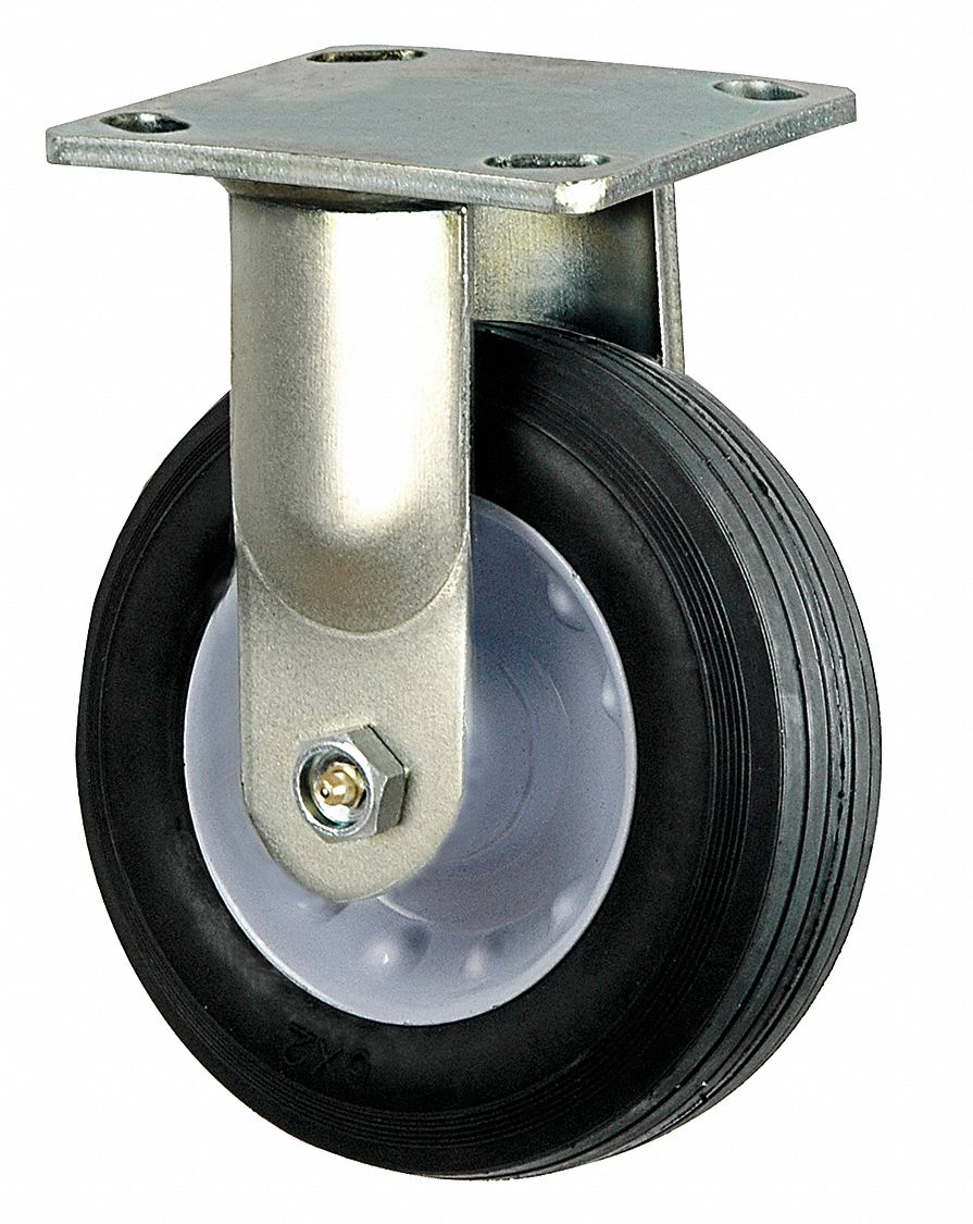 GRAINGER APPROVED Plate Caster with Semipneumatic Wheels 6 1/4 in