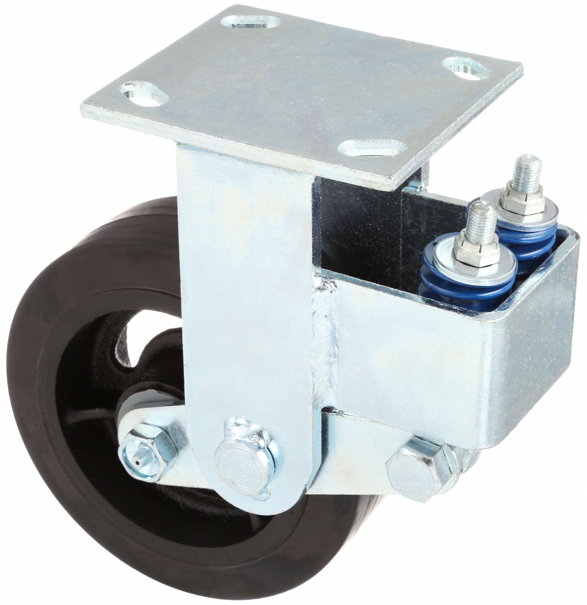 COLSON ShockAbsorbing Plate Caster, Rigid, Rubber, 500 lb, 6 in Wheel