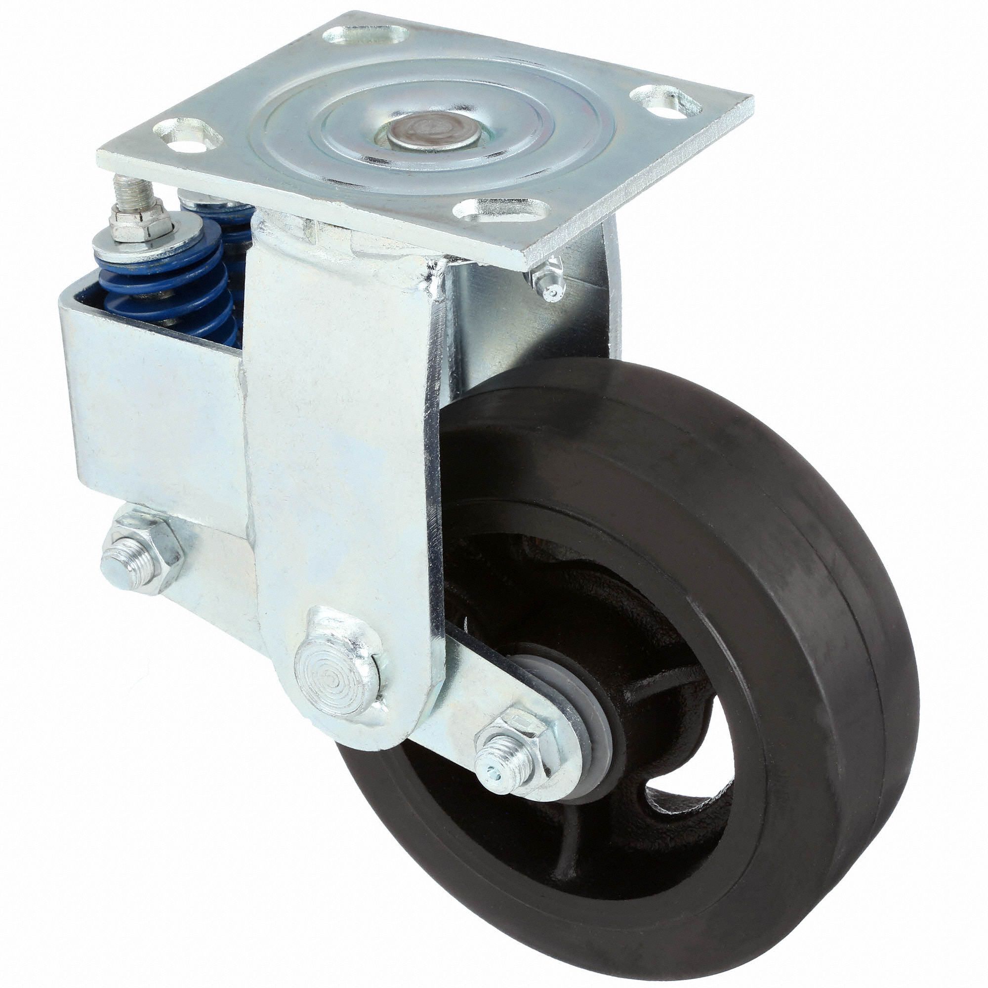GRAINGER APPROVED ShockAbsorbing Plate Caster, Swivel, Rubber, 500 lb