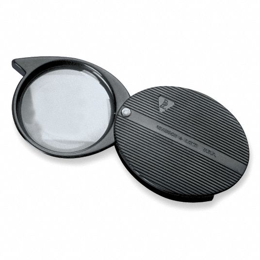 LU25 foldaway pocket magnifier with 3x magnification and black leather  protective case