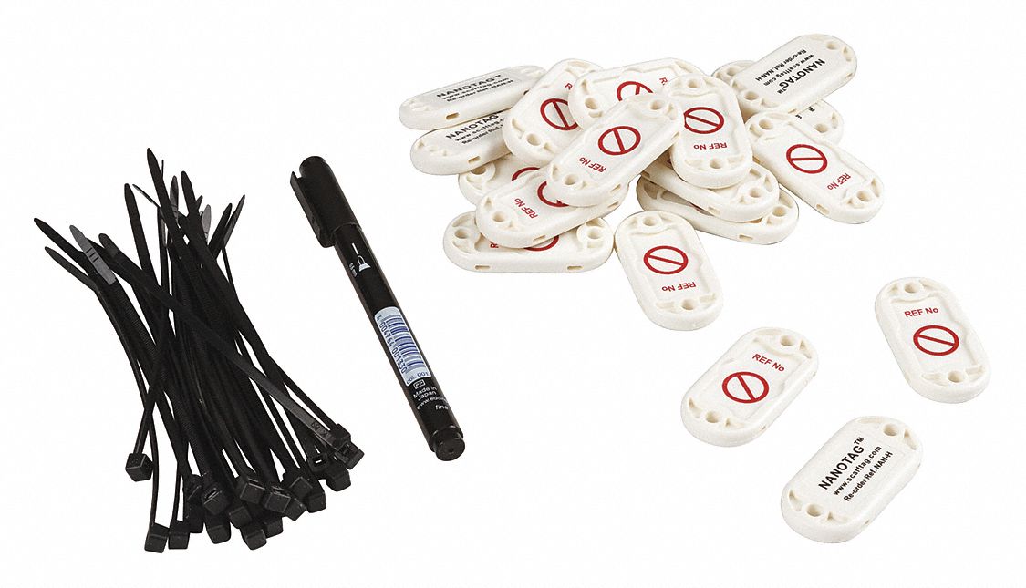 BRADY Nanotag(TM) Tag Holder Kit No Header, White, 20 PK 3GAH9NANH