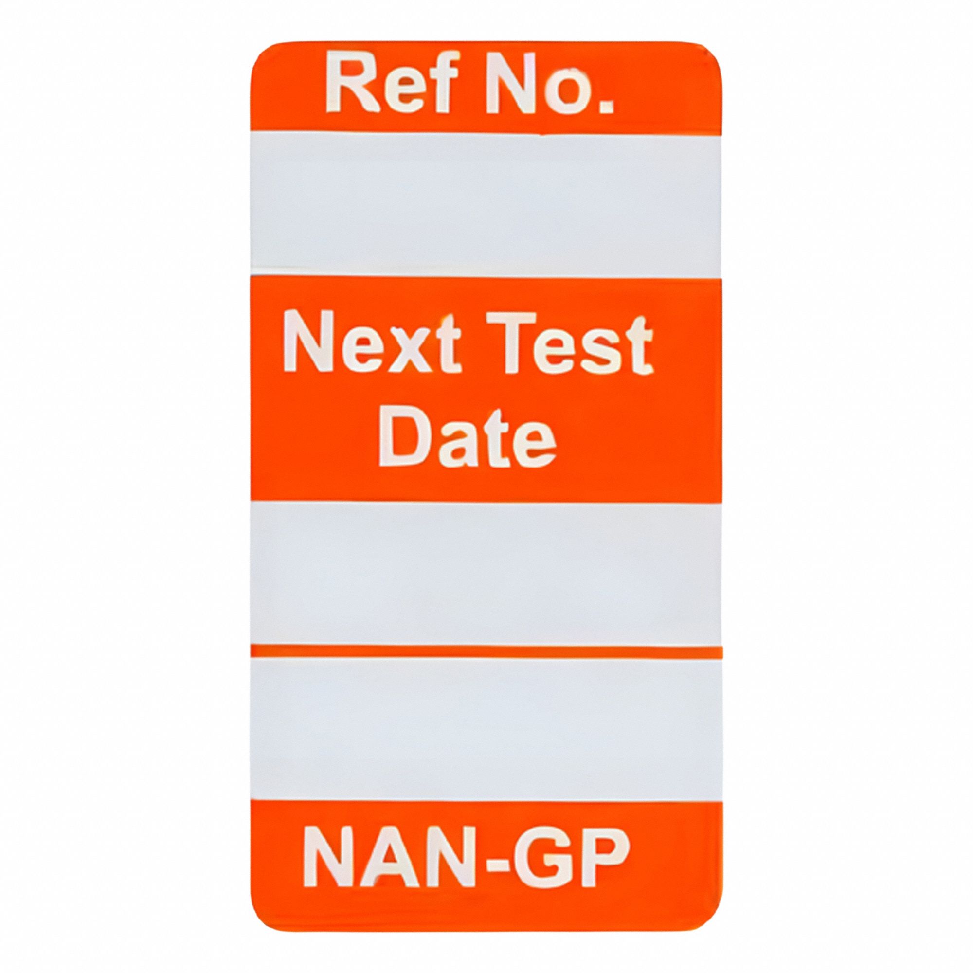 Tag: No Header, 45/64 in Wd, 1 5/16 in Ht, Orange/White, Rectangle, Polyester, Outdoor, 100 PK